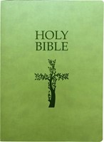KJVER Holy Bible, Cross Design, Large Print, Olive Ultrasoft (Leather Binding)