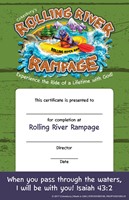 VBS 2018 Rolling River Rampage Student Certificates (Certificate)