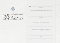 Dedication Certificate (Pack of 6) (Certificate)