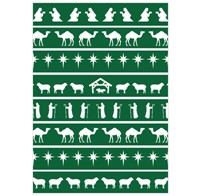 Nativity Pattern Green (Pack of 6) (Cards)