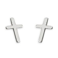 Sterling Silver Small Plain Cross Stud Earrings (General Merchandise)