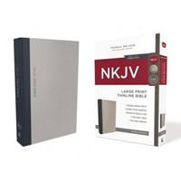 NKJV Thinline Bible, Gray/Blue, Large Print, Red Letter Ed. (Cloth-Bound)