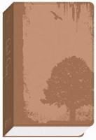 GW God Guy Bible Vintage Brown, Grunge Tree Design Duravella (Leather Binding)