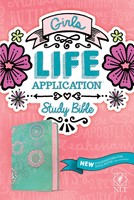 NLT Girls Life Application Study Bible, Teal/Pink (Genuine Leather)