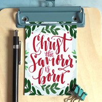 Christ The Saviour Is Born - Christmas Mini Card (Cards)