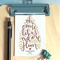 Oh Come Let Us Adore Him Christmas Mini Card (Cards)