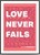 Love Never Fails - 1 Corinthians 13 - A3 Print - Coral